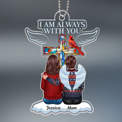 Family Memorial Keepsake Stained Glass Cross Cardinal Personalized Acrylic Ornament