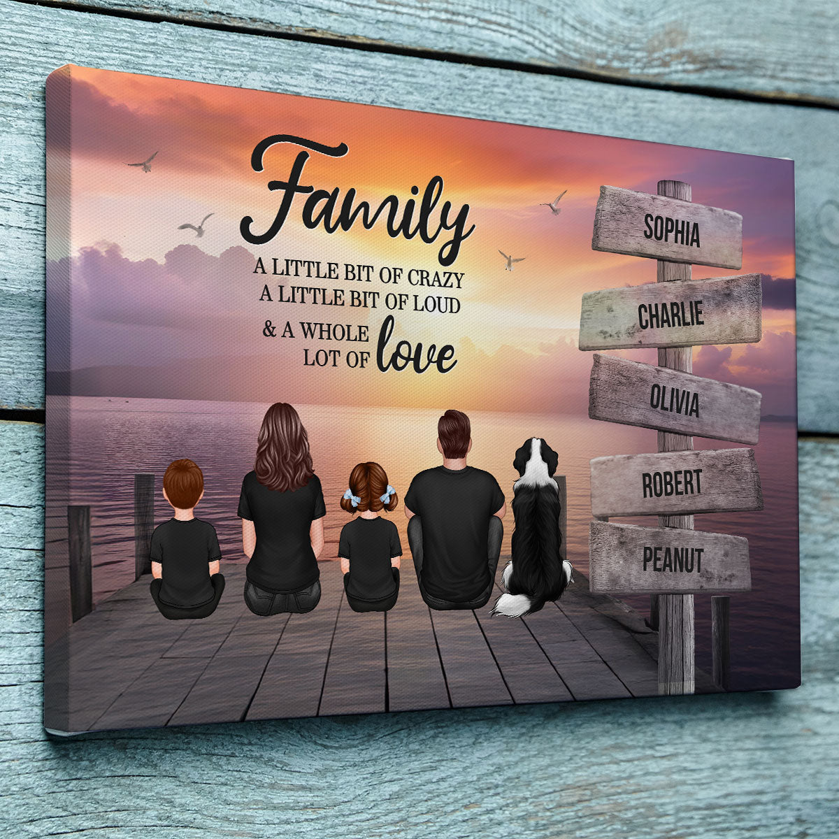 Family A Little Whole Lot of Love Sign Posts Personalized Canvas Prints, Home Decoration, Gift For Family