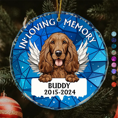 In Loving Memory Memorial Dog Cat Stained Glass - Personalized Circle Glass Ornament ornament The Next Custom Gift