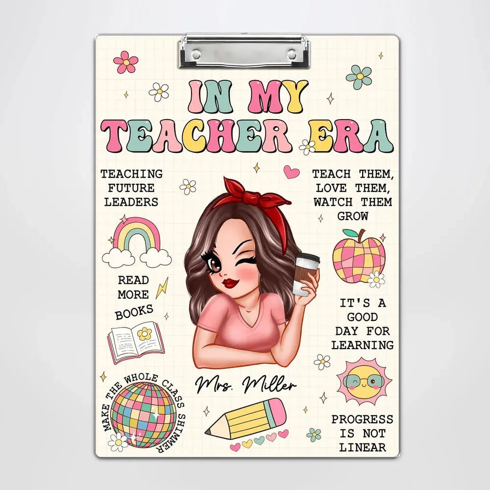 In My Teacher Era Teacher Affirmations Personalized Clipboard Whiskey Glass The Next Custom Gift