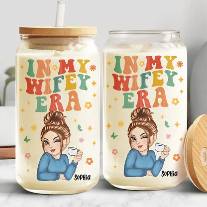 In My Wifey Era - Personalized Clear Glass Can Glass Can The Next Custom Gift