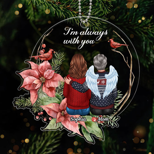 Always With You Cardinal Wreath Memorial Keepsake Personalized Acrylic Ornament