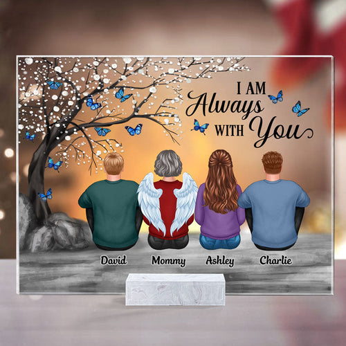 Always With You Butterfly Blossom Tree Family Dad Mom Kids Dogs Cats Personalized Acrylic Plaque, Memorial Remembrance Gift