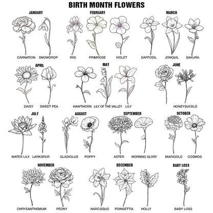 Flower Birth Month & Name - Personalized Acrylic Bookmark