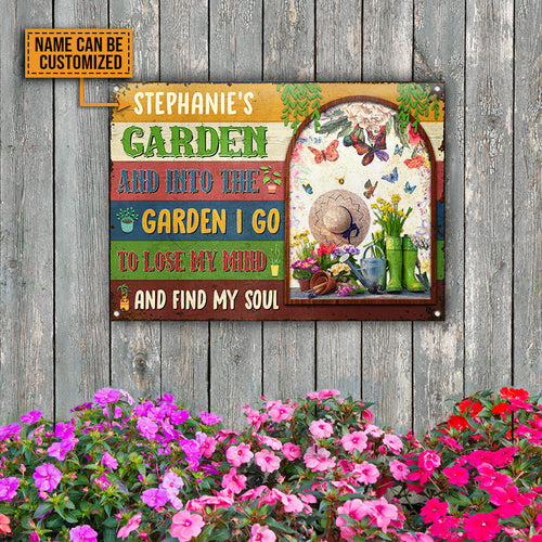 Into The Garden, Outdoor Garden Decor, Garden Custom Classic Metal Signs