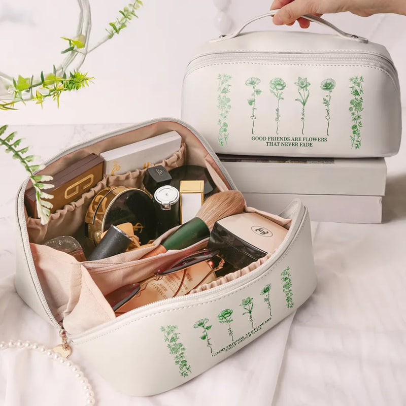 It Takes A Long Times To Grow An Old Best Friends Toile De Jouy Pattern - Personalized Leather Makeup Bag