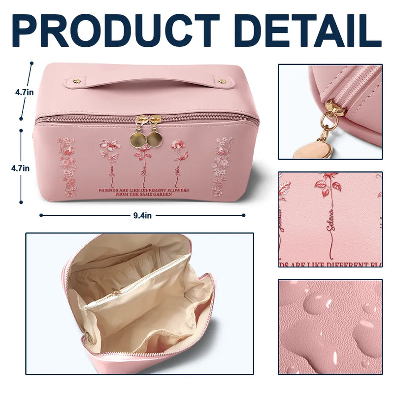 It Takes A Long Times To Grow An Old Best Friends Toile De Jouy Pattern - Personalized Leather Makeup Bag