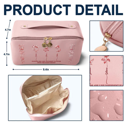 It Takes A Long Times To Grow An Old Best Friends Toile De Jouy Pattern - Personalized Leather Makeup Bag