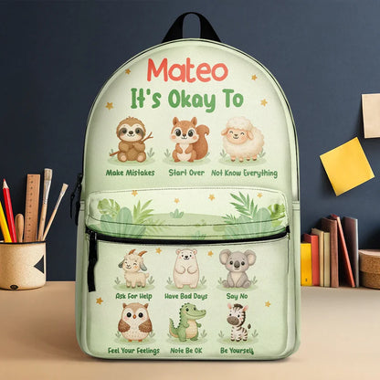 It's Okay To Animals - Personalized Canvas Backpack