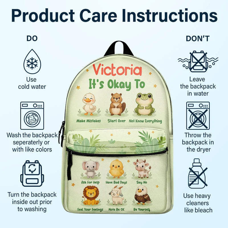 It's Okay To Animals - Personalized Canvas Backpack