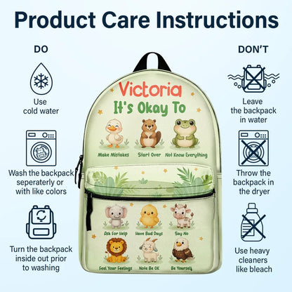 It's Okay To Animals - Personalized Canvas Backpack