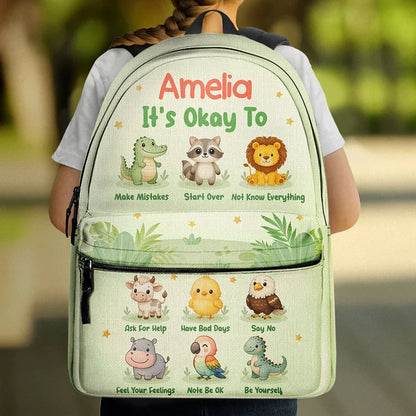 It's Okay To Animals - Personalized Canvas Backpack