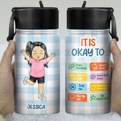 It's Okay To Be Yourself - Personalized Kids Water Bottle