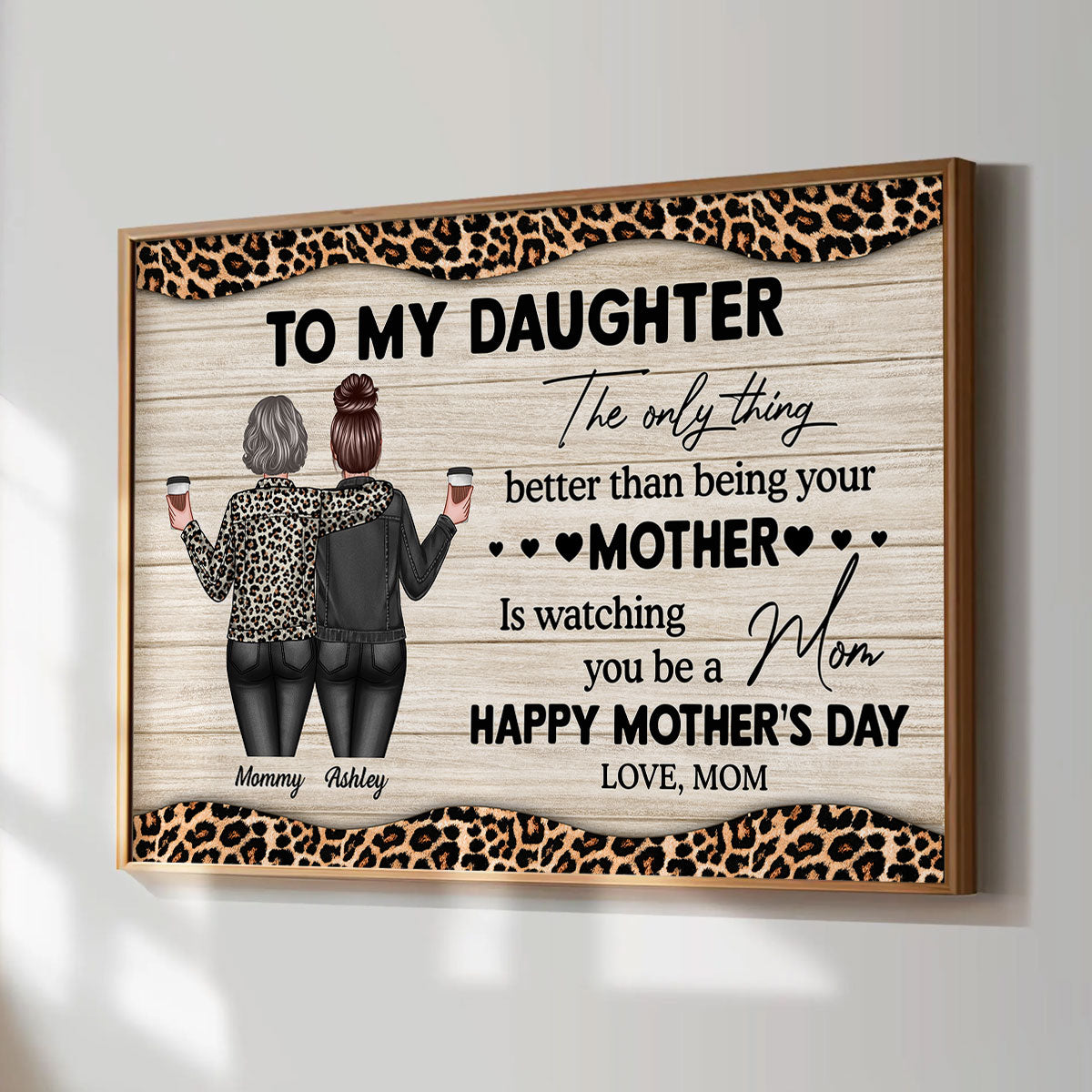 Leopard Pattern To My Daughter From Mom Happy Mother's Day Personalized Poster, Heartfelt 2025 Mother's Day Gift For Daughter