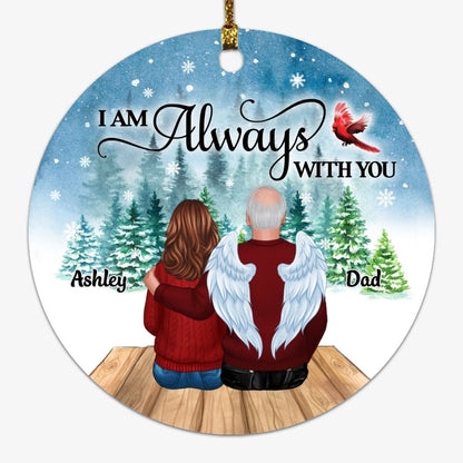 Family Sitting On Snow Bridge Memorial Personalized Circle Ornament