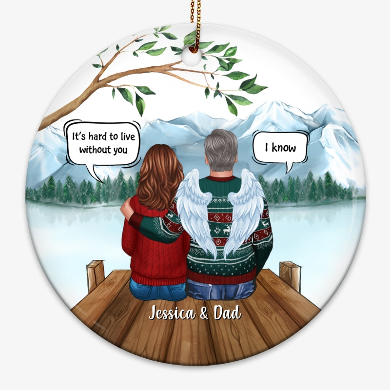 Family Sitting On Bridge Memorial Personalized Circle Ornament