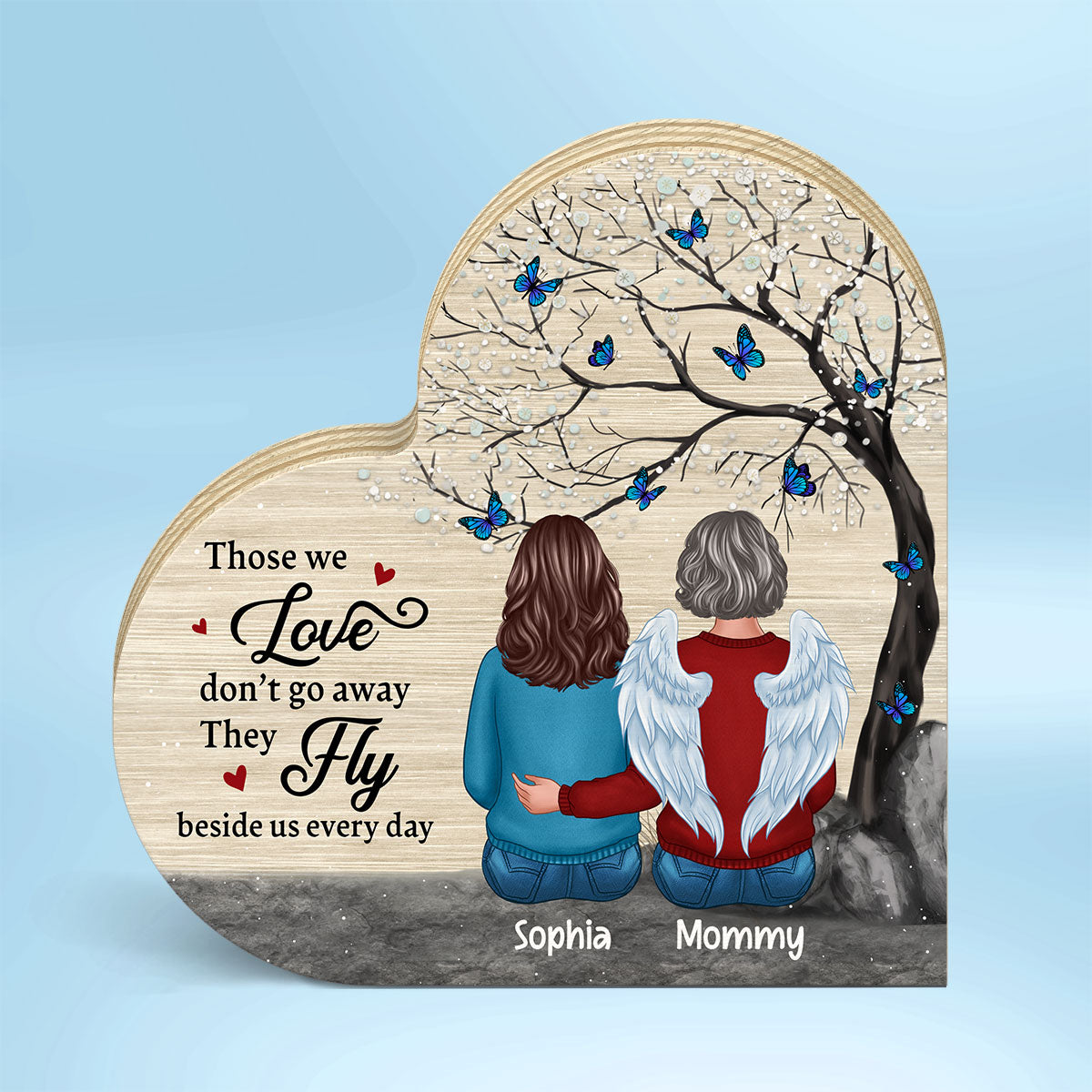 Family Memorial Blossom Tree Personalized Heart Wooden Plaque