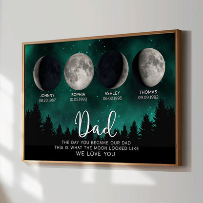 This Is What The Moon Looked Like The Day You Became Dad Grandpa Custom Birth Moon Phase Personalized Poster