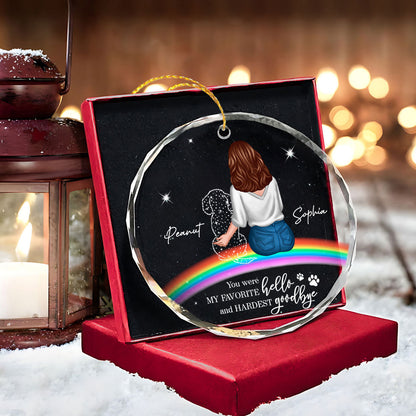 Rainbow Bridge Dog Memorial Pet Loss Keepsake Personalized Glass Ornament