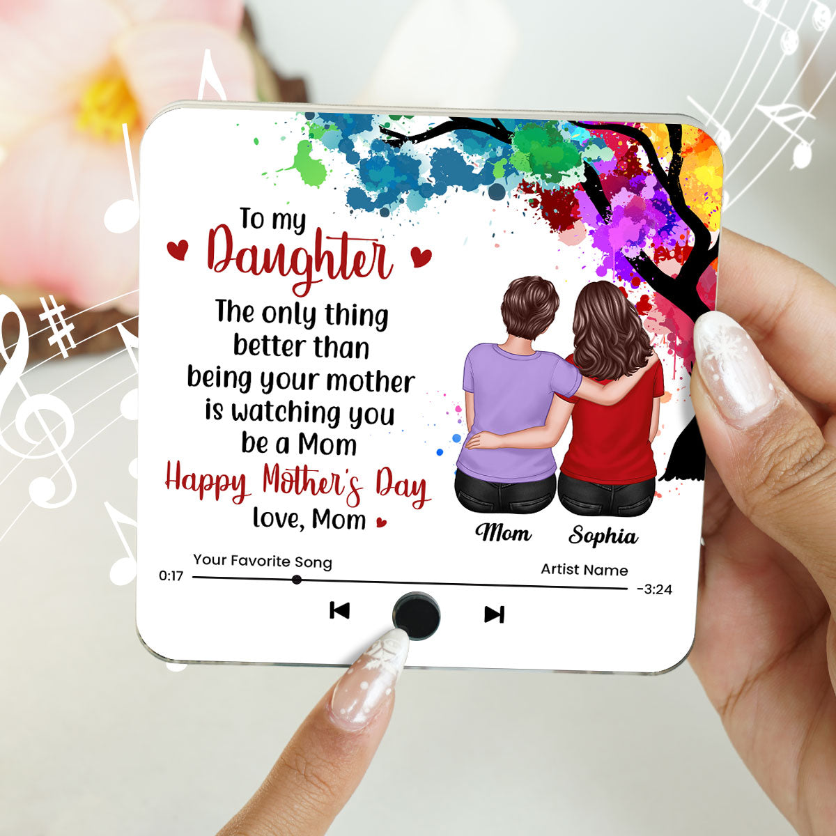 From Mom To My Daughter Personalized Music Fridge Magnet, Heartfelt Mother's Day Gift for Daughter, Daughter-in-law