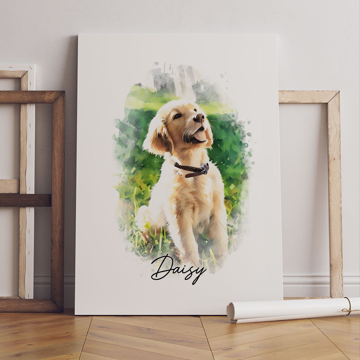 Watercolor Pet Portrait Using Photo Personalized Canvas Print, Gift For Pet Owners, New Pet Gift, Pet Memorial Gift