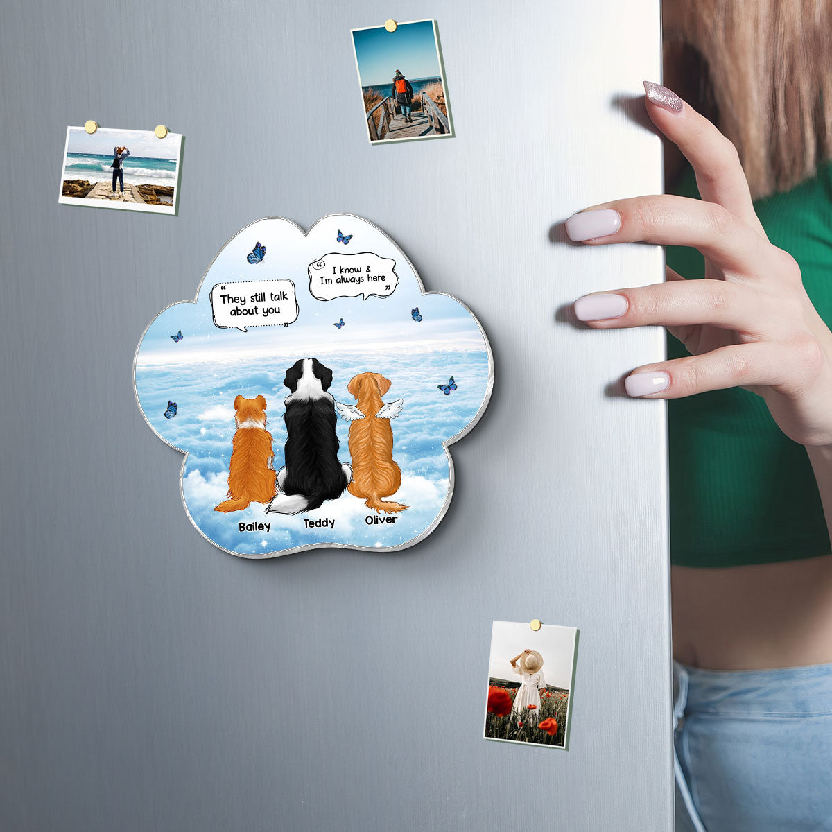 Pet Memorial I Miss You Back View Personalized Acrylic Fridge Magnet, Memorial Gift, Remembrance Gift For Dog Lover