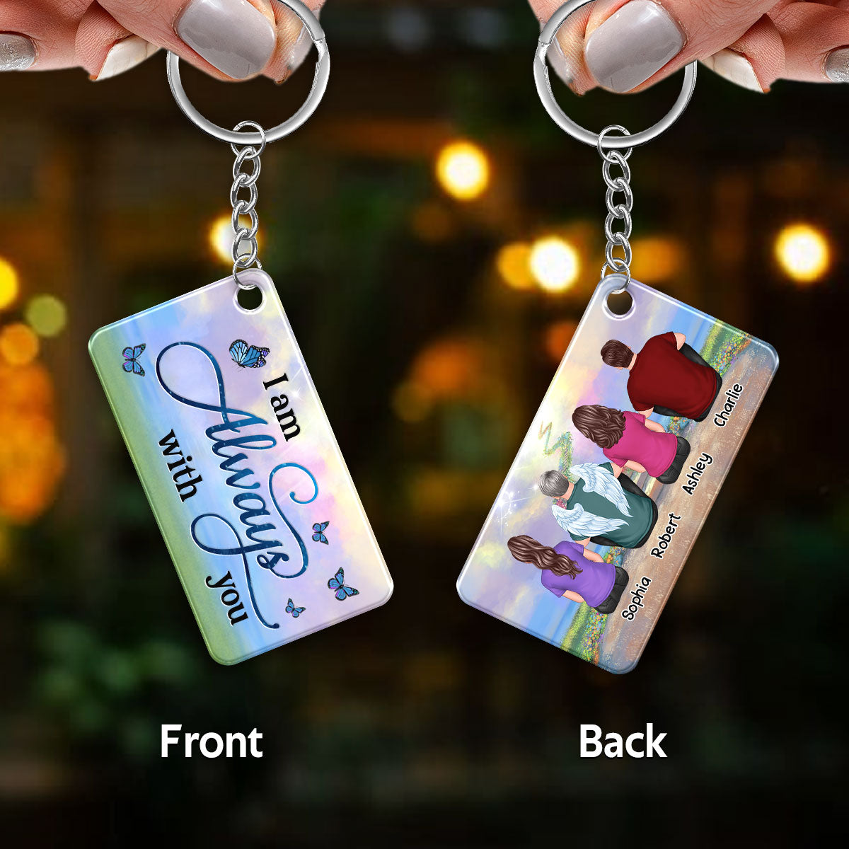 Memorial Family Stair To Heaven Remembrance Gift Personalized Acrylic Keychain