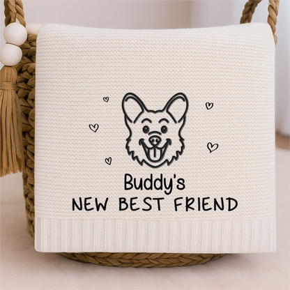 Custom Embroidered Knitted Baby Blanket - Personalized Baby Shower, Gender Reveal Gifts For New Moms, New Dads, New Parents, Dog Dad And Mom - A New Life Shines Bright