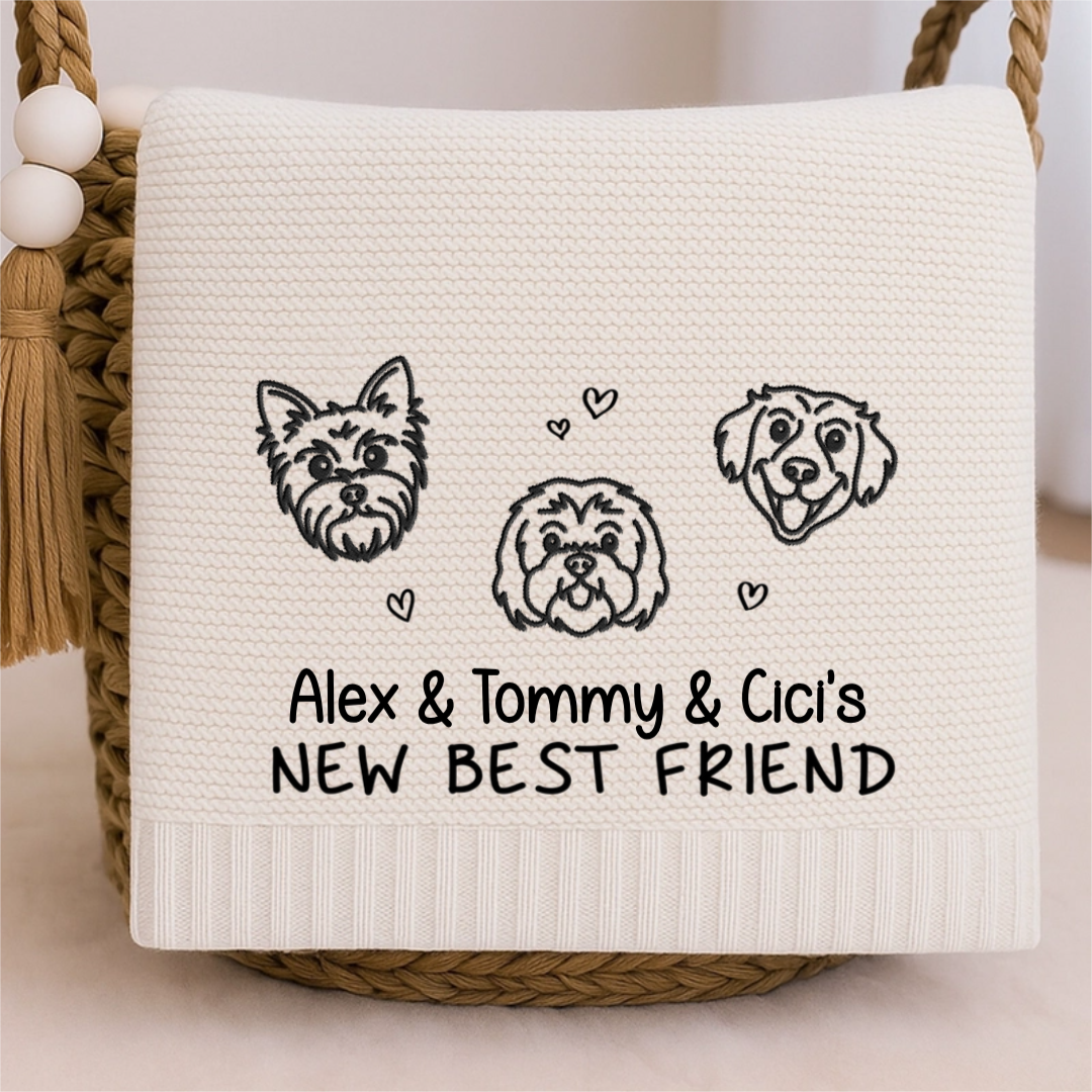 Custom Embroidered Knitted Baby Blanket - Personalized Baby Shower, Gender Reveal Gifts For New Moms, New Dads, New Parents, Dog Dad And Mom - A New Life Shines Bright