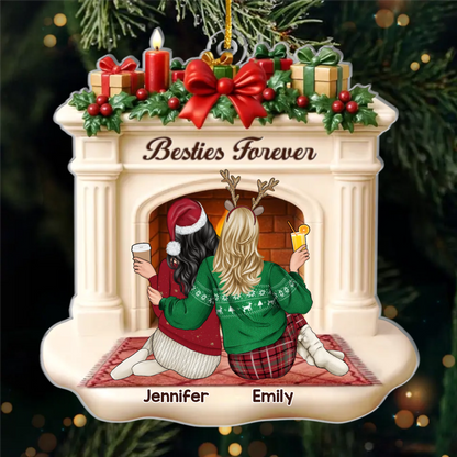 Custom Acrylic Ornament - Personalized Best Friend Christmas Birthday Gifts For Women, Besties, Sisters, BFF - Side By Side Through It All