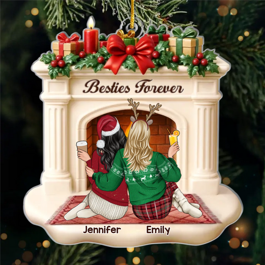 Custom Acrylic Ornament - Personalized Best Friend Christmas Birthday Gifts For Women, Besties, Sisters, BFF - Side By Side Through It All