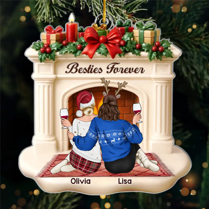 Custom Acrylic Ornament - Personalized Best Friend Christmas Birthday Gifts For Women, Besties, Sisters, BFF - Side By Side Through It All