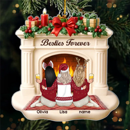 Custom Acrylic Ornament - Personalized Best Friend Christmas Birthday Gifts For Women, Besties, Sisters, BFF - Side By Side Through It All