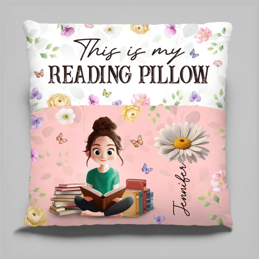 Custom Flower Pocket Pillow - Personalized Bookish Gifts For Book Lovers, Bookworms, Readers - Reading Is My Therapy