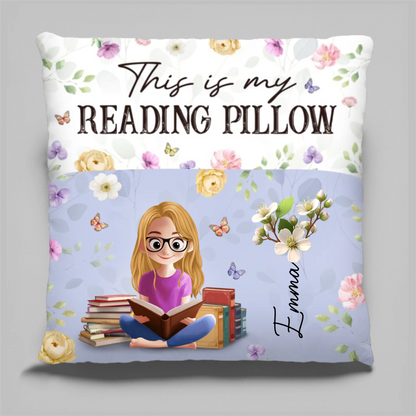 Custom Flower Pocket Pillow - Personalized Bookish Gifts For Book Lovers, Bookworms, Readers - Reading Is My Therapy