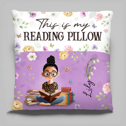Custom Flower Pocket Pillow - Personalized Bookish Gifts For Book Lovers, Bookworms, Readers - Reading Is My Therapy