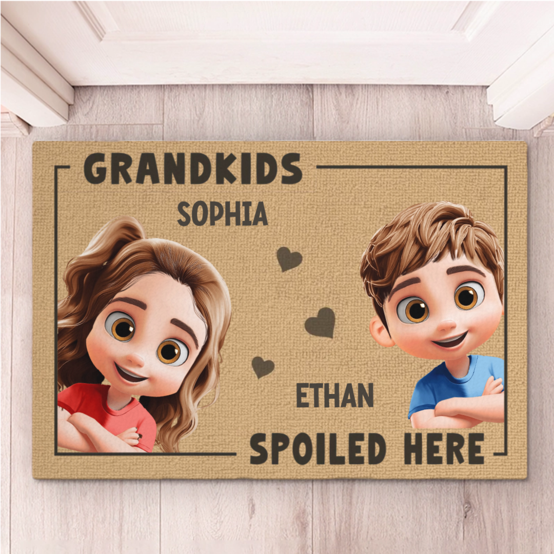 Custom Home Decor Decorative Mat - Personalized Birthday Gifts For Mom, Grandma - Grandkids Spoiled Here