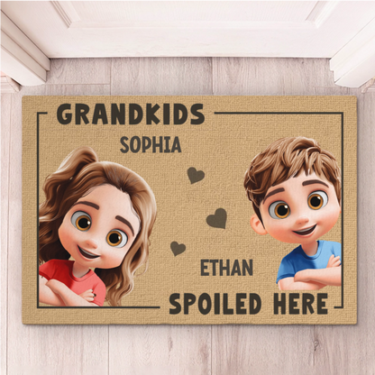 Custom Home Decor Decorative Mat - Personalized Birthday Gifts For Mom, Grandma - Grandkids Spoiled Here
