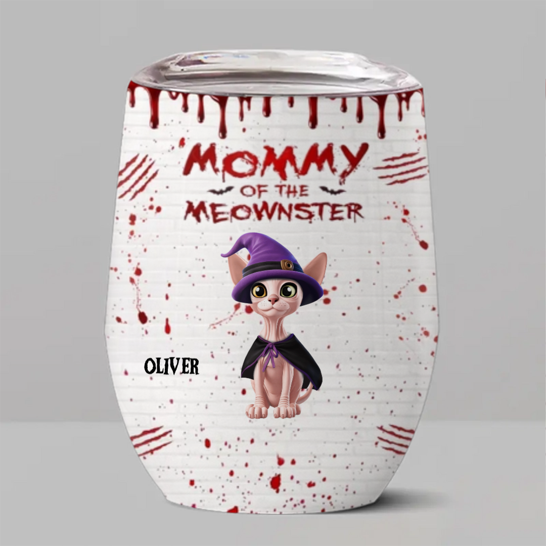 Custom Wine Tumbler - Personalized Halloween Birthday Gifts For Cat Lovers, Cat Mom And Dad - Cats Bring Mystery To Halloween Nights