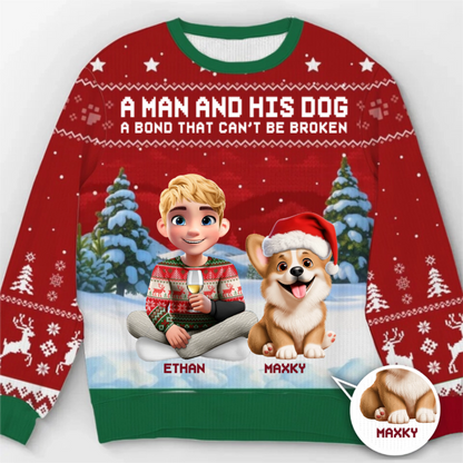 Custom Unisex Ugly Sweatshirt - Personalized Christmas Birthday Gifts For Dog Lovers, Dog Dad And Mom - Festive Fur Baby Love