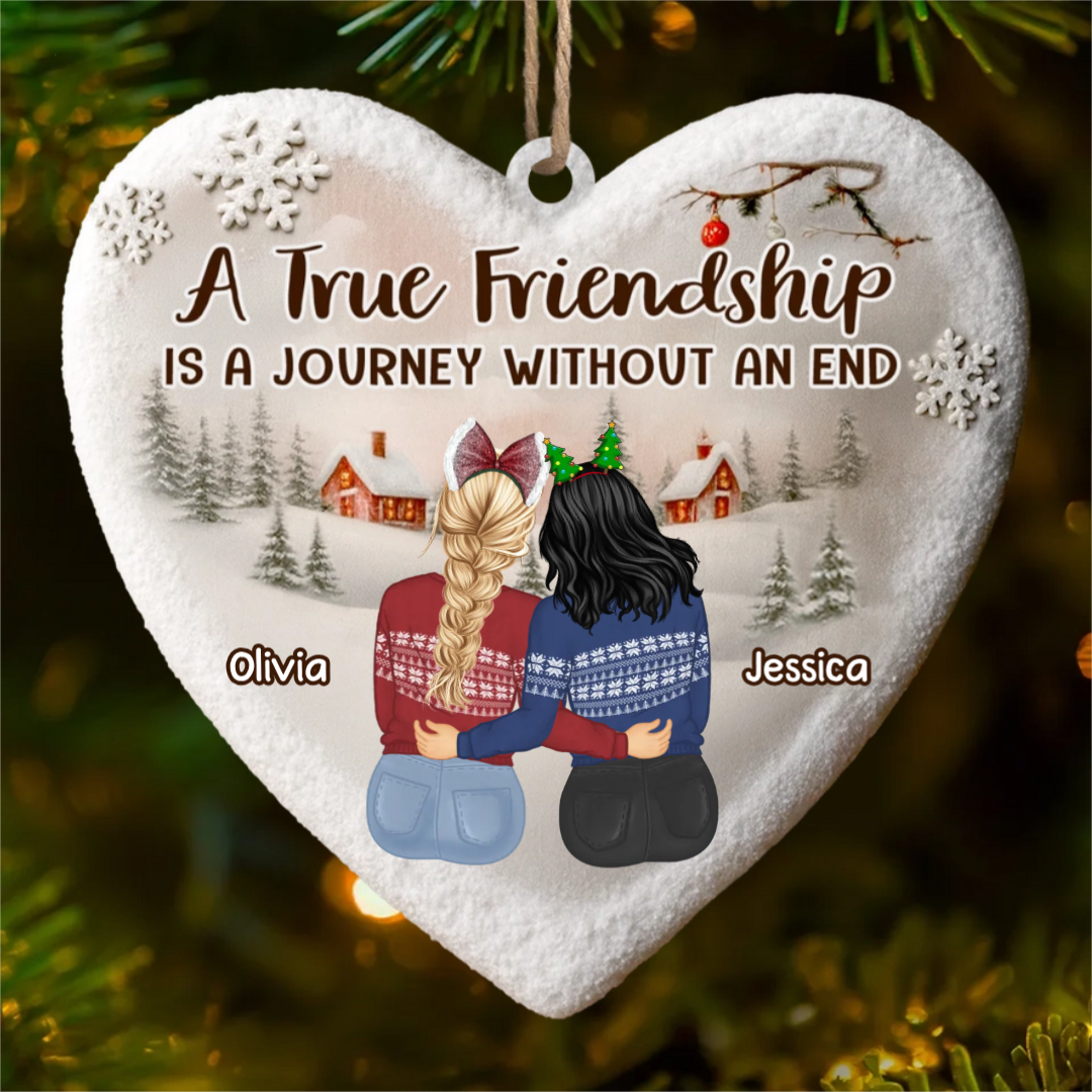 Custom Wood Ornament - Personalized Best Friend Christmas Birthday Gifts For Women, Besties, Sisters, BFF - Merry Moments Together