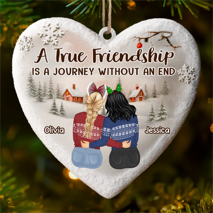 Custom Wood Ornament - Personalized Best Friend Christmas Birthday Gifts For Women, Besties, Sisters, BFF - Merry Moments Together