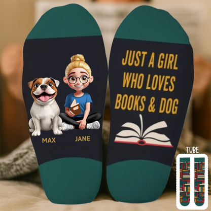 Custom Crew Socks - Personalized Bookish Gifts For Book Lovers, Bookworms, Dog Dad And Mom - Literary Pup Lover