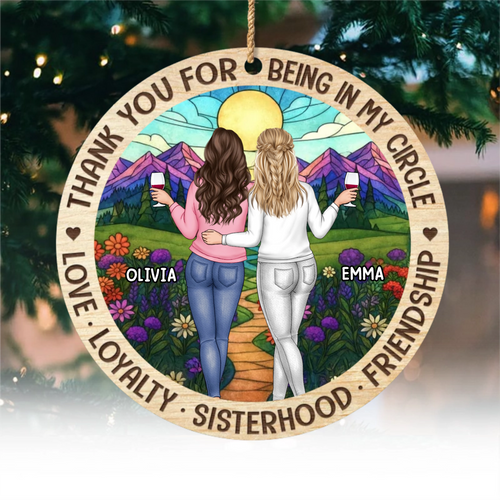 Custom Wooden Ornament - Personalized Best Friend Christmas Birthday Gifts For Women, Besties, Sisters, BFF - Memories Made Merry With Friends