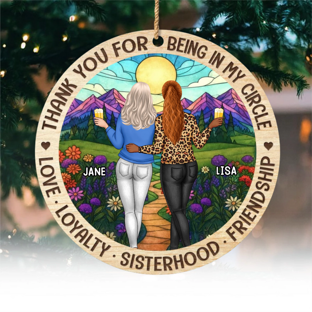 Custom Wooden Ornament - Personalized Best Friend Christmas Birthday Gifts For Women, Besties, Sisters, BFF - Memories Made Merry With Friends