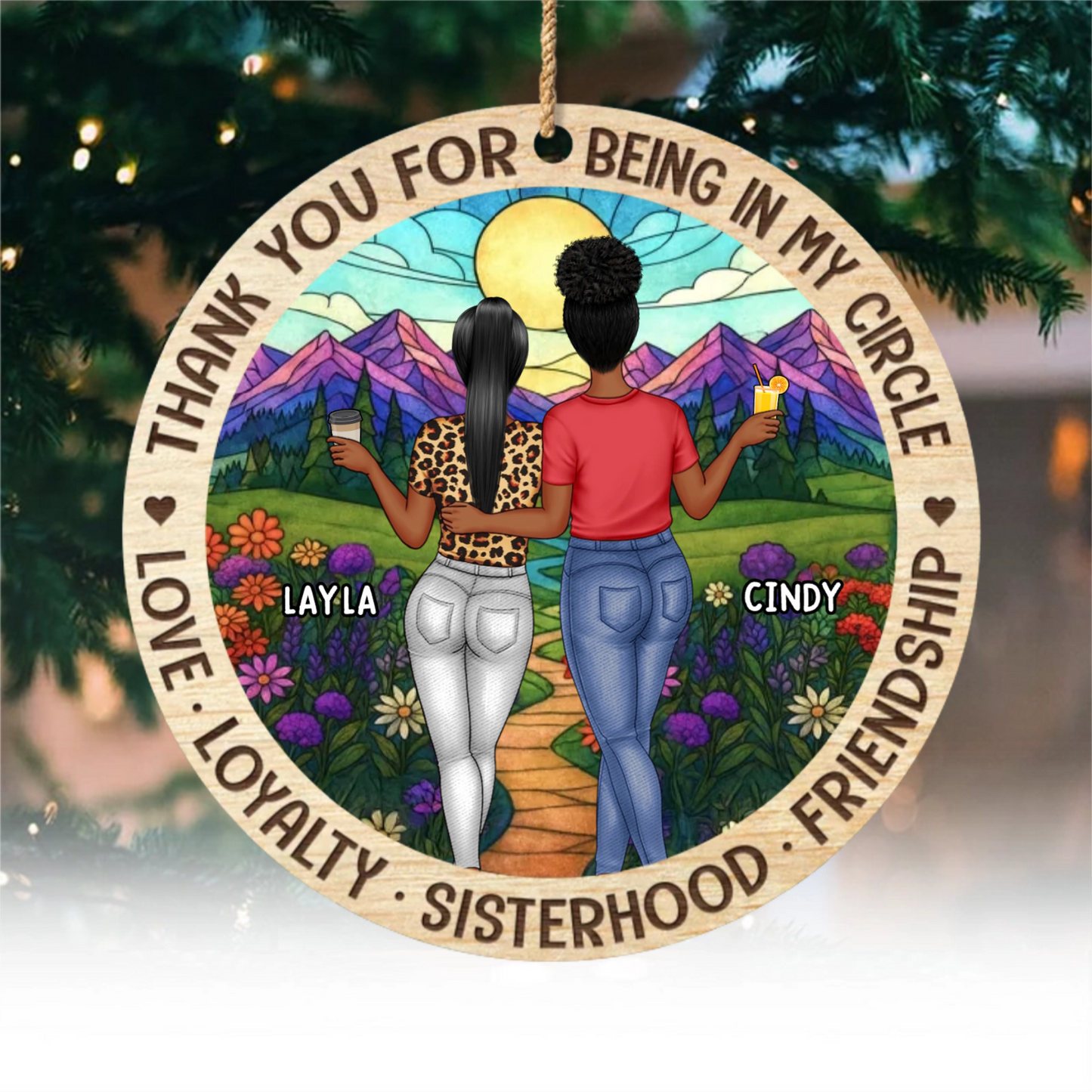 Custom Wooden Ornament - Personalized Best Friend Christmas Birthday Gifts For Women, Besties, Sisters, BFF - Memories Made Merry With Friends