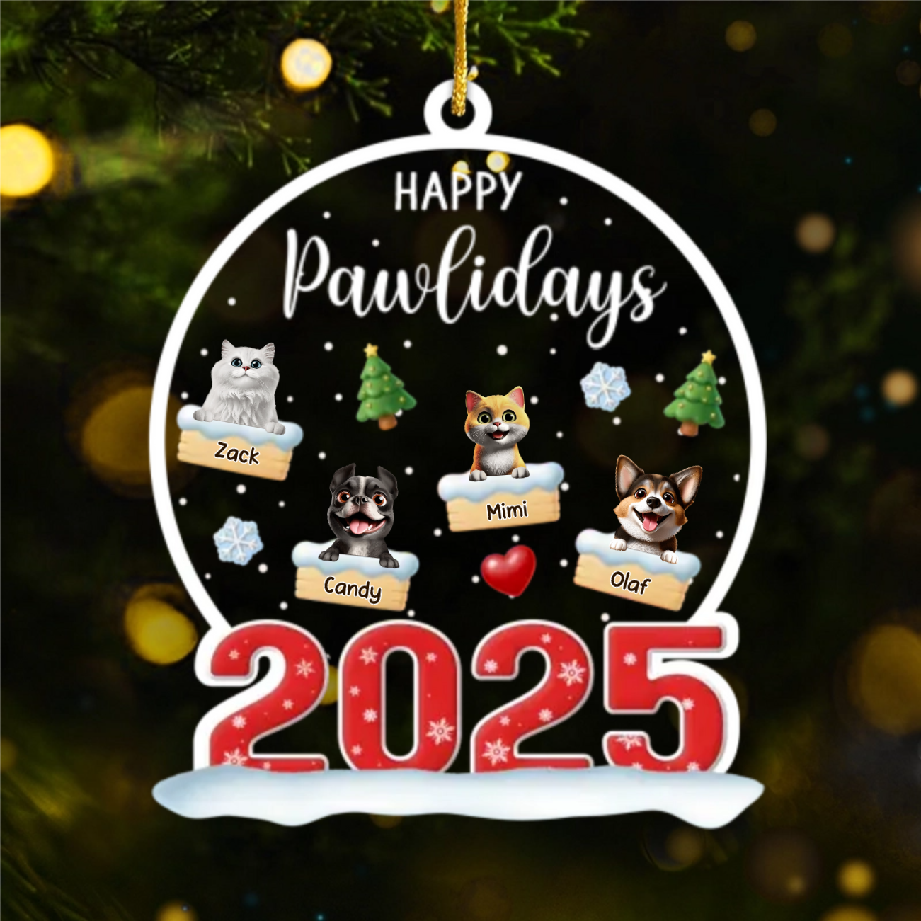 Custom Acrylic Ornament - Personalized Christmas Birthday Gifts For Dog Cat Lovers, Dog Dad And Mom, Cat Owners - Christmas Is Better With Pets