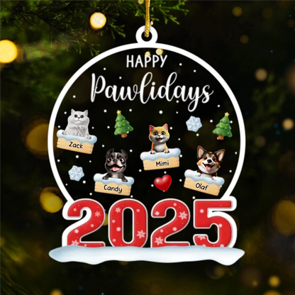 Custom Acrylic Ornament - Personalized Christmas Birthday Gifts For Dog Cat Lovers, Dog Dad And Mom, Cat Owners - Christmas Is Better With Pets