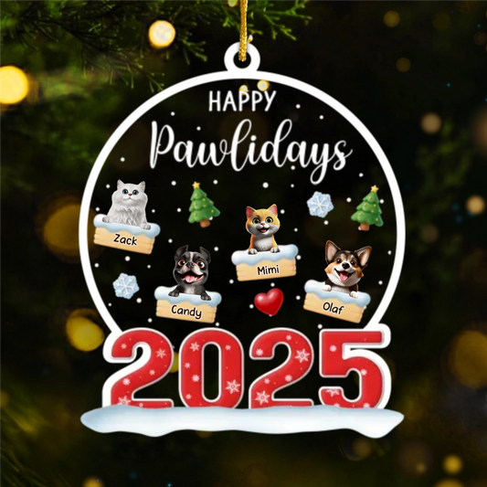 Custom Acrylic Ornament - Personalized Christmas Birthday Gifts For Dog Cat Lovers, Dog Dad And Mom, Cat Owners - Christmas Is Better With Pets