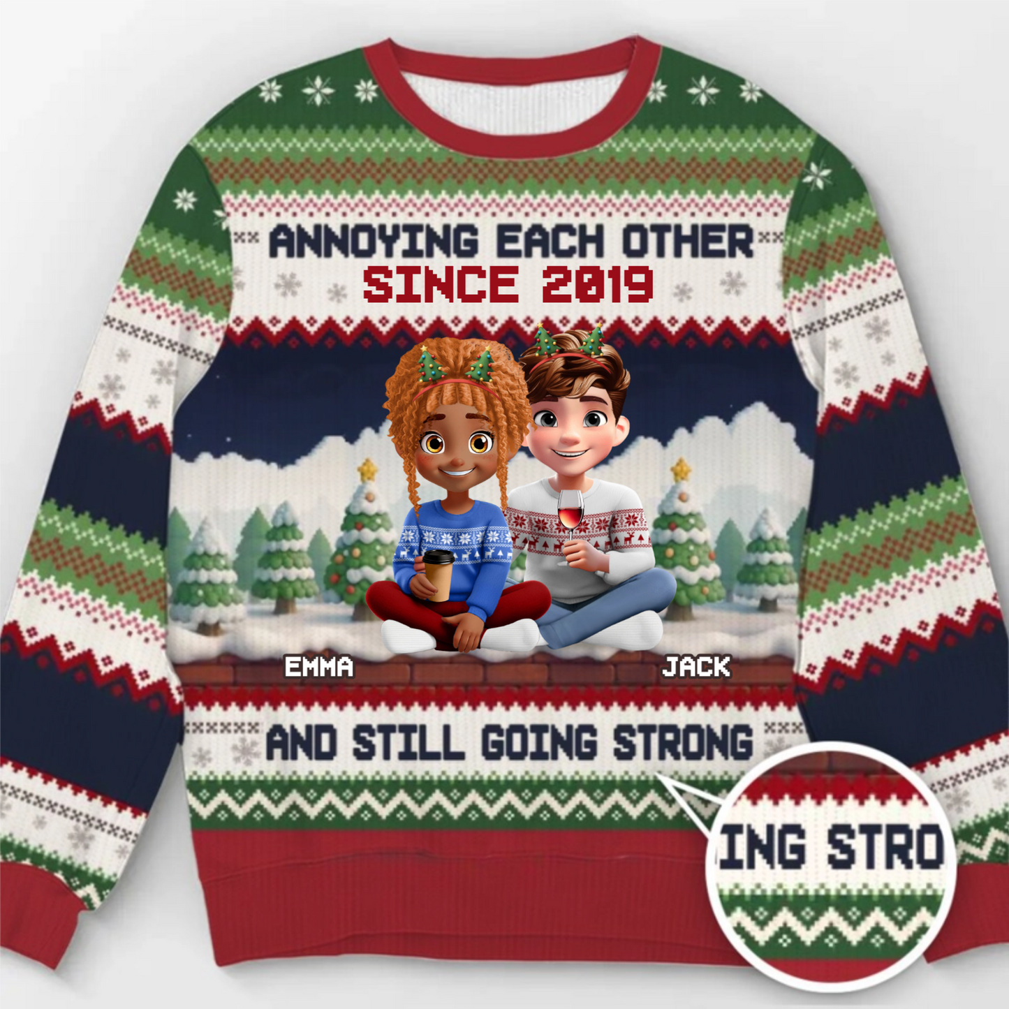 Custom Unisex Ugly Sweatshirt - Personalized Anniversary Christmas Wedding Gifts For Husband And Wife, Him And Her - Merry Fights, Happy Nights